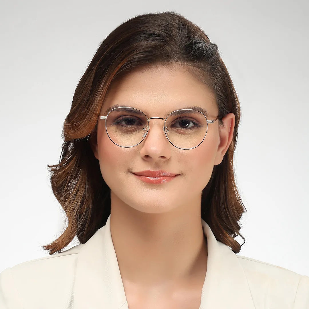Galveris | Golden Small Full Rim Round Computer Glasses for Men & Women [Blue Block]