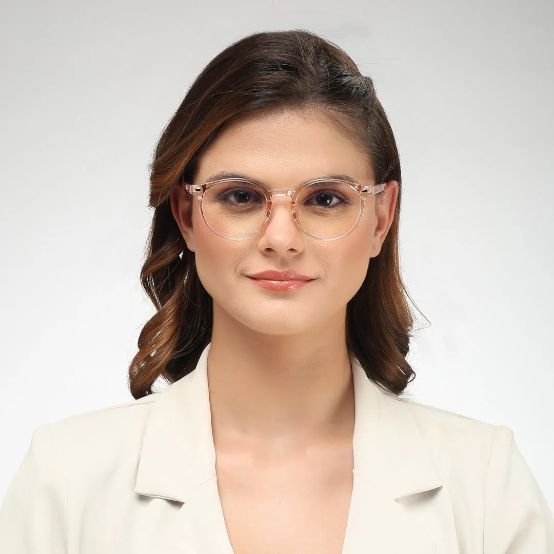 Auralis | Pink Small Full Rim Round Computer Glasses for Men & Women [Blue Block]