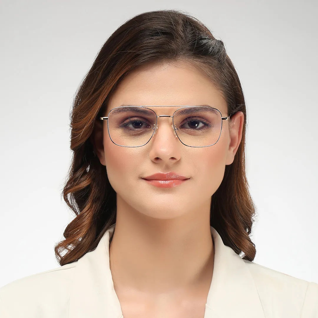 Jovion | Golden Medium Full Rim RECTANGLE Computer Glasses for Men & Women [Blue Block]