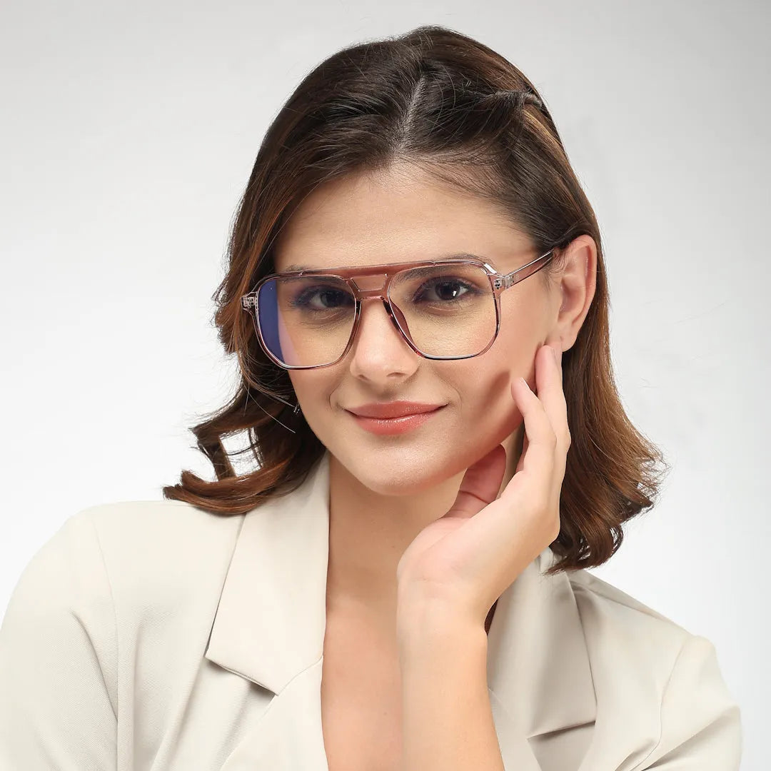 Lumnos | Brown Medium Full Rim Square Computer Glasses for Men & Women [Blue Block]