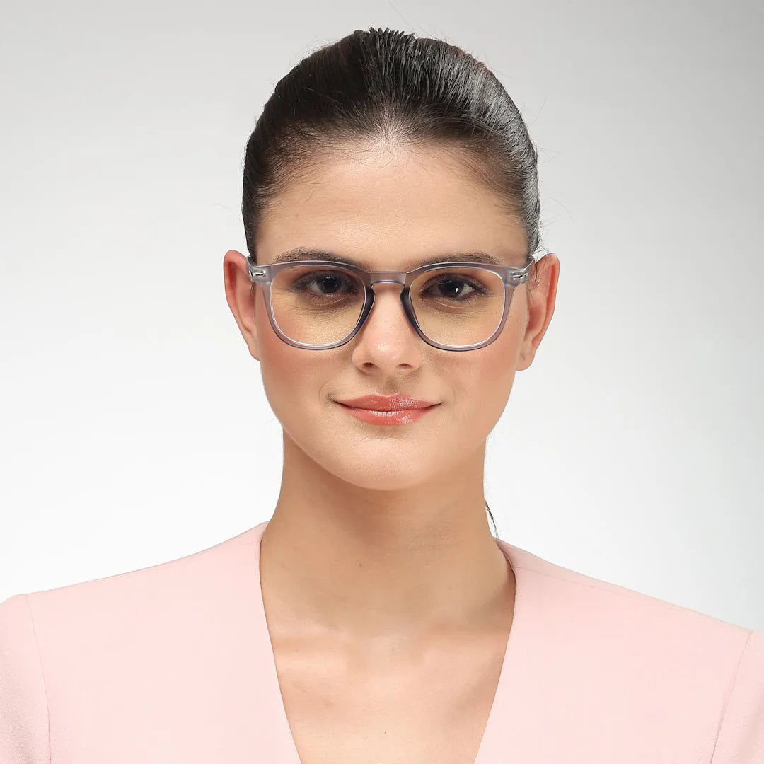 Astrid | Silver & Purple Medium Full Rim Oval Computer Glasses for Men & Women [Blue Block]
