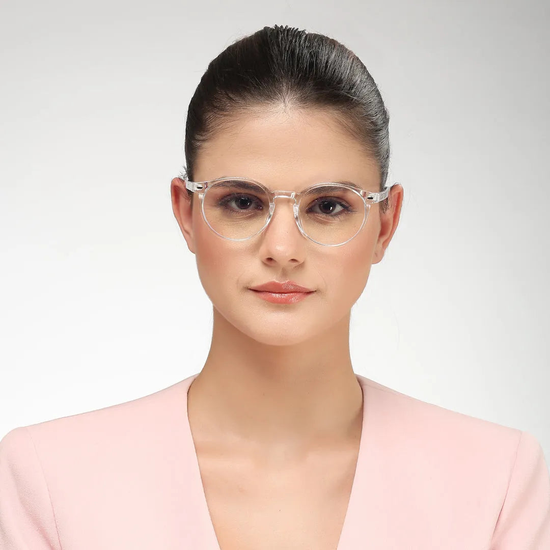 Auralis | Transparent Small Full Rim Round Computer Glasses for Men & Women [Blue Block]