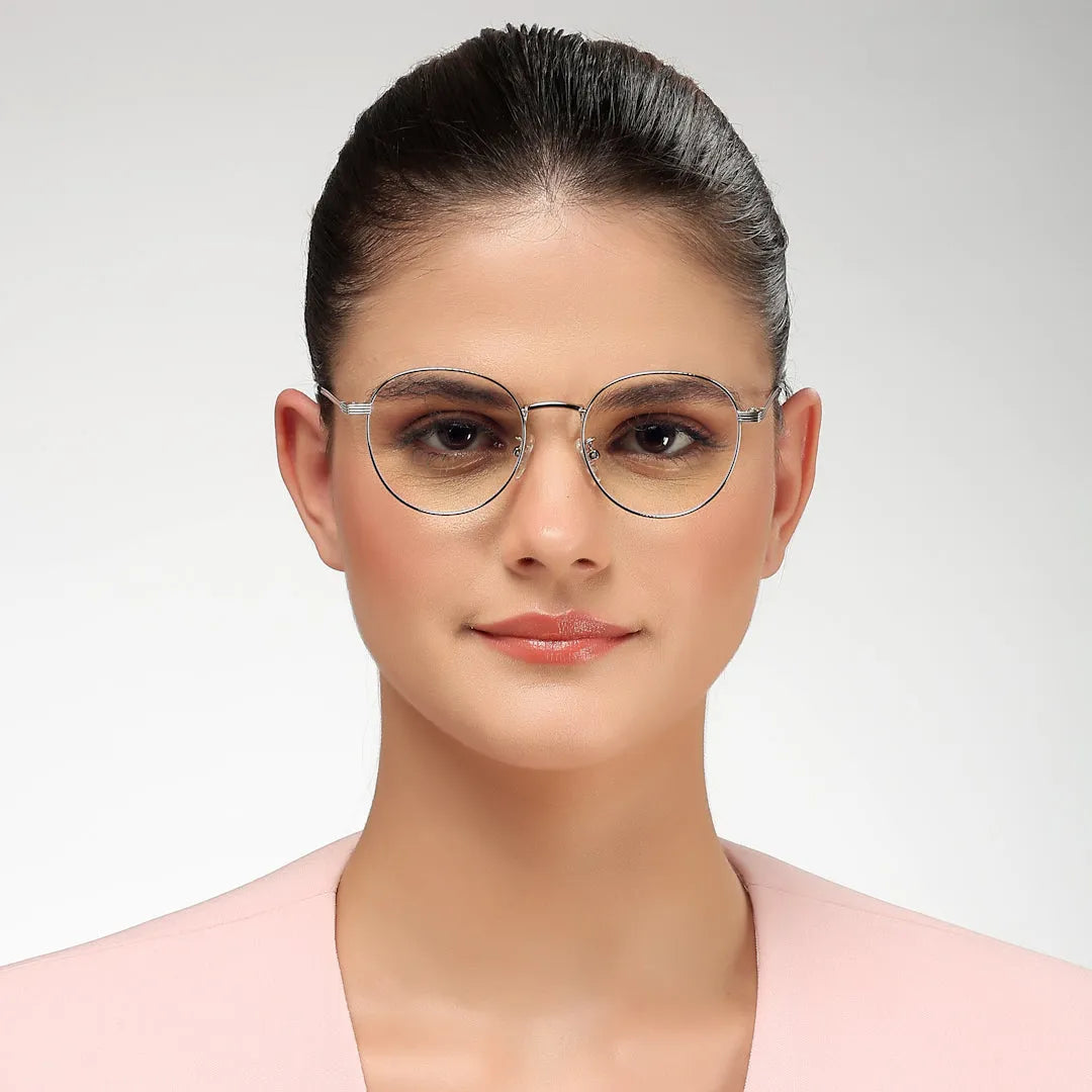 Galveris | Silver Small Full Rim Round Computer Glasses for Men & Women [Blue Block]