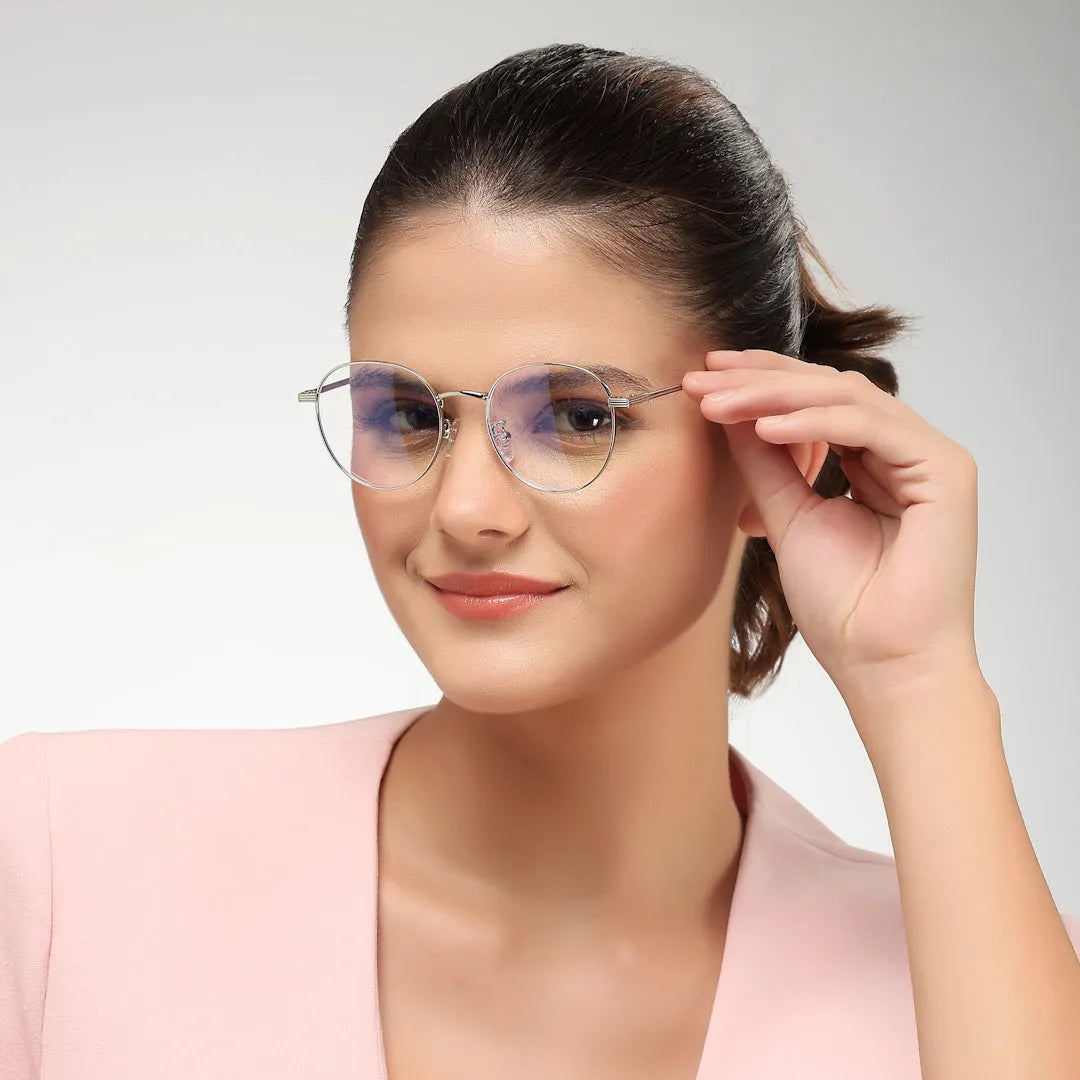 Galveris | Silver Small Full Rim Round Computer Glasses for Men & Women [Blue Block]