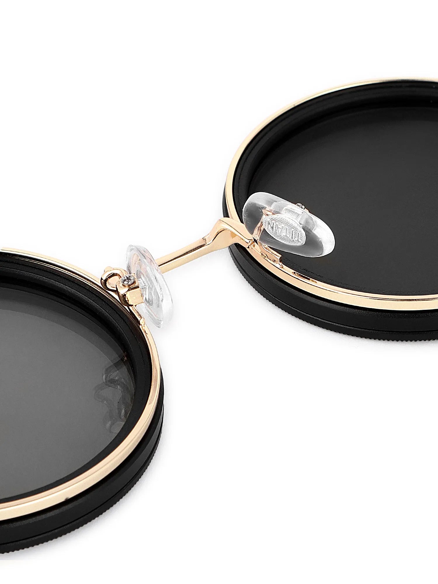APERTURE SB | Golden & Black Large Full Rim Round Sunglasses for Men & Women [Tint Adjustable]