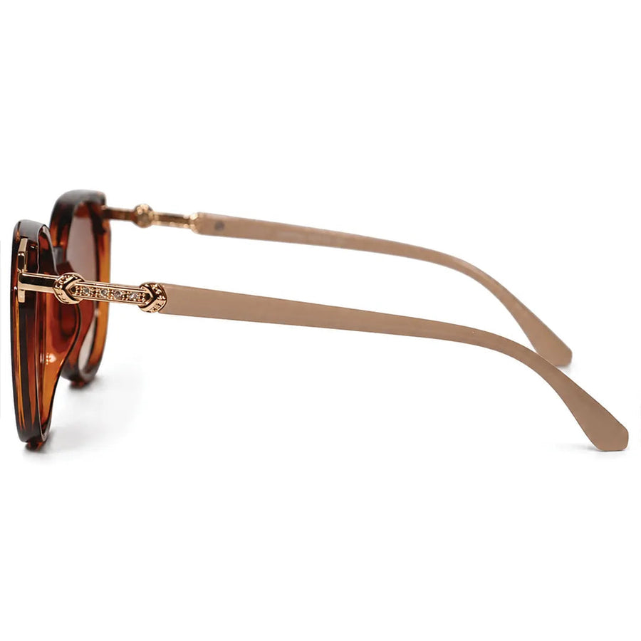 Vortex | Brown Medium Full Rim Round Sunglasses for Women [UV-protected]