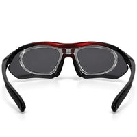 Valkor | Red & Black Free Size Half Rim Shield Sports Sunglasses for Men & Women Changeable Lens [Polarized]