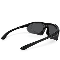 Valkor | Black Free Size Half Rim Shield Sports Sunglasses for Men & Women Changeable Lens[Polarized]