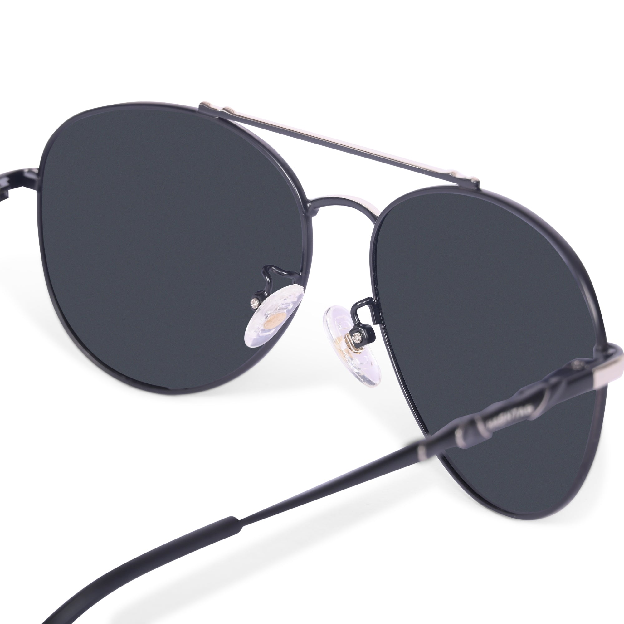 Hashtag Aviator Large Polarized Sunglasses with 100% UV Protection SGHT54-02-C1 Black-silver and black