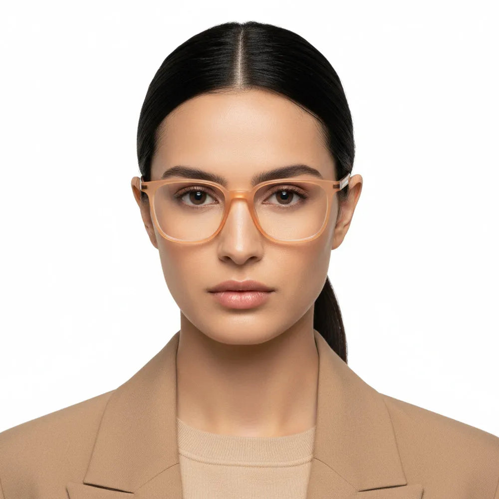 Blokz | Transparent Orange Medium Full Rim RECTANGLE Computer Glasses for Men & Women [Blue Block]