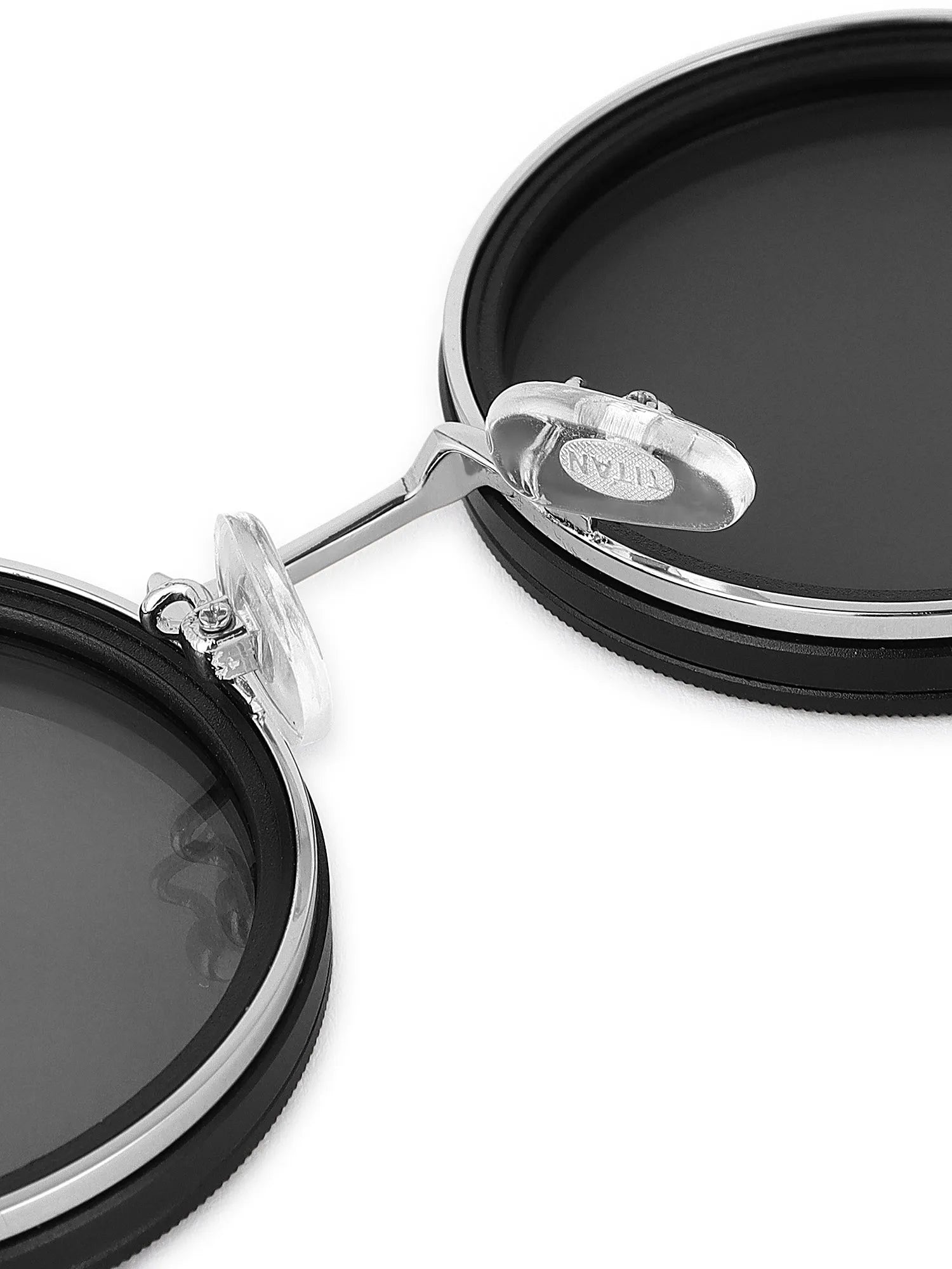 APERTURE SB | Silver & Black Large Full Rim Round Sunglasses for Men & Women [Tint Adjustable]