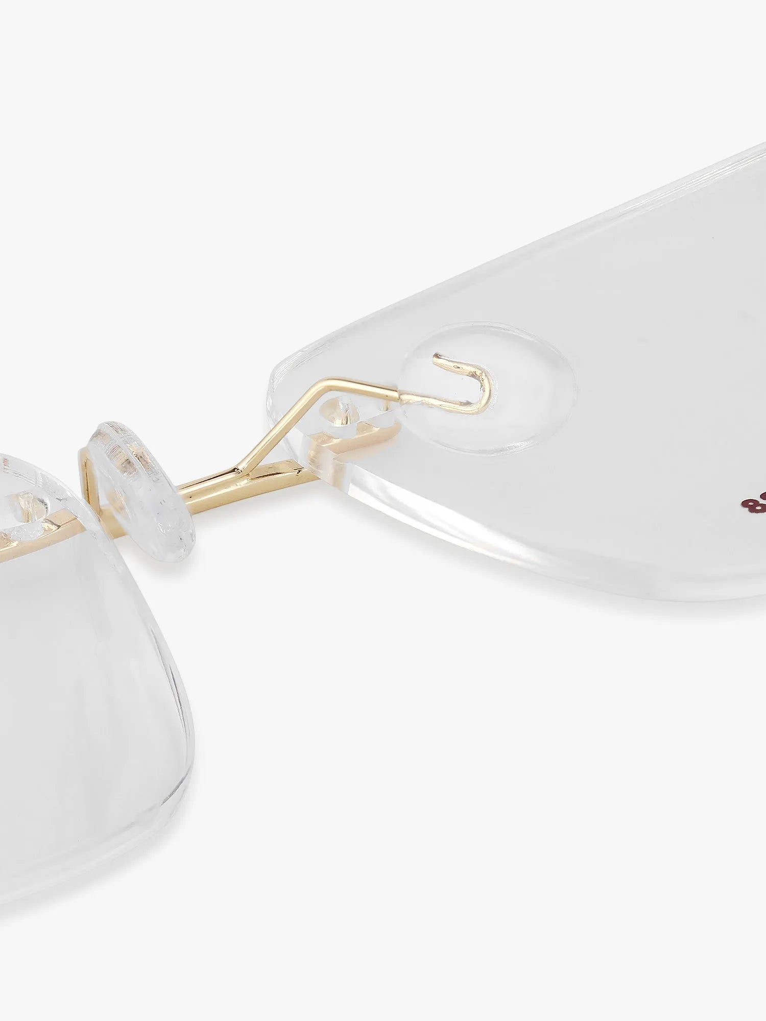Thin Line | Gold Medium Rim Less Rectangle Eyeglasses for Unisex [Demo Lens]