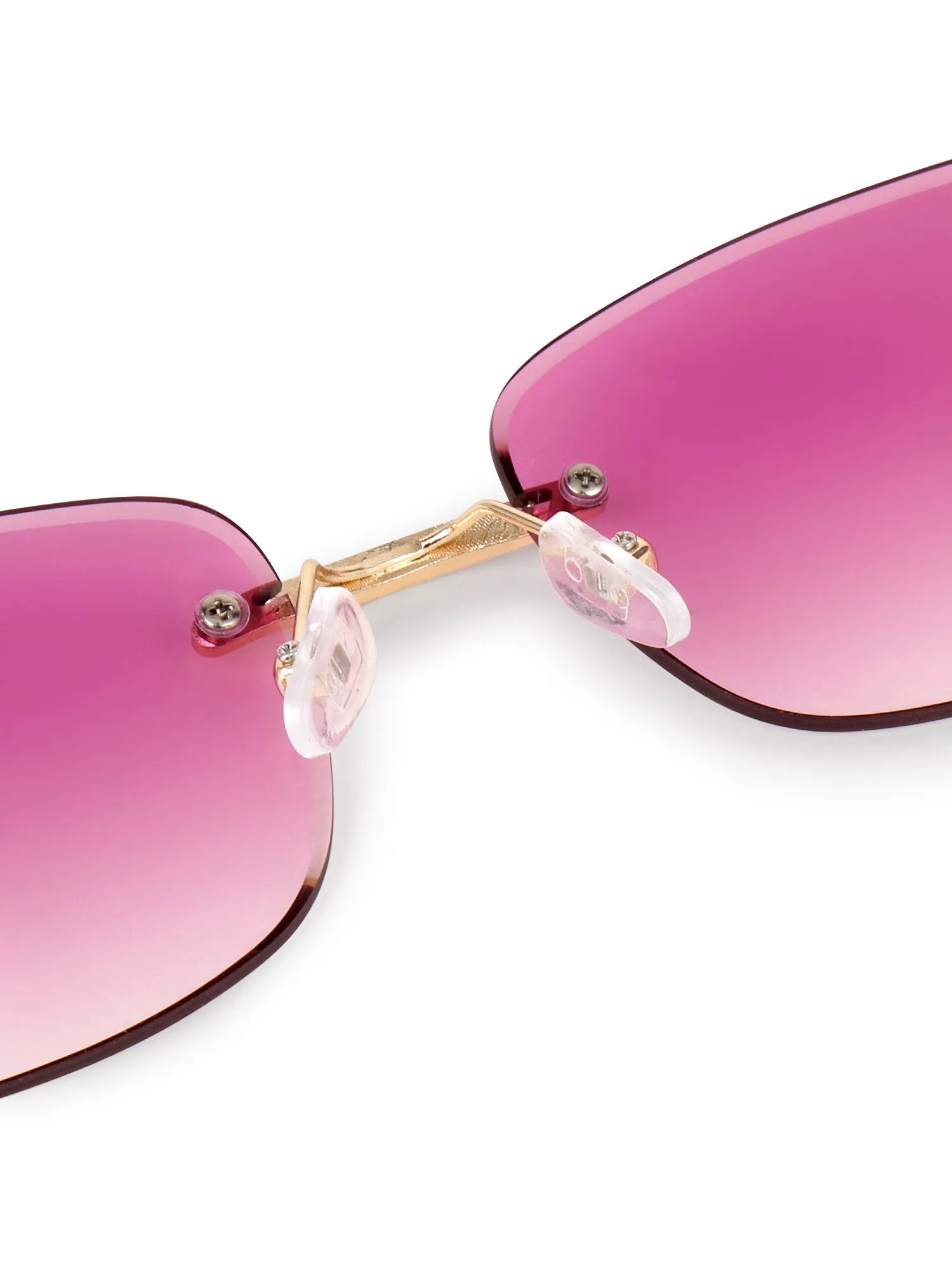 Stralor | Gradient Pink Medium Rim Less Rectangle Sunglasses for Men & Women [UV-protected]