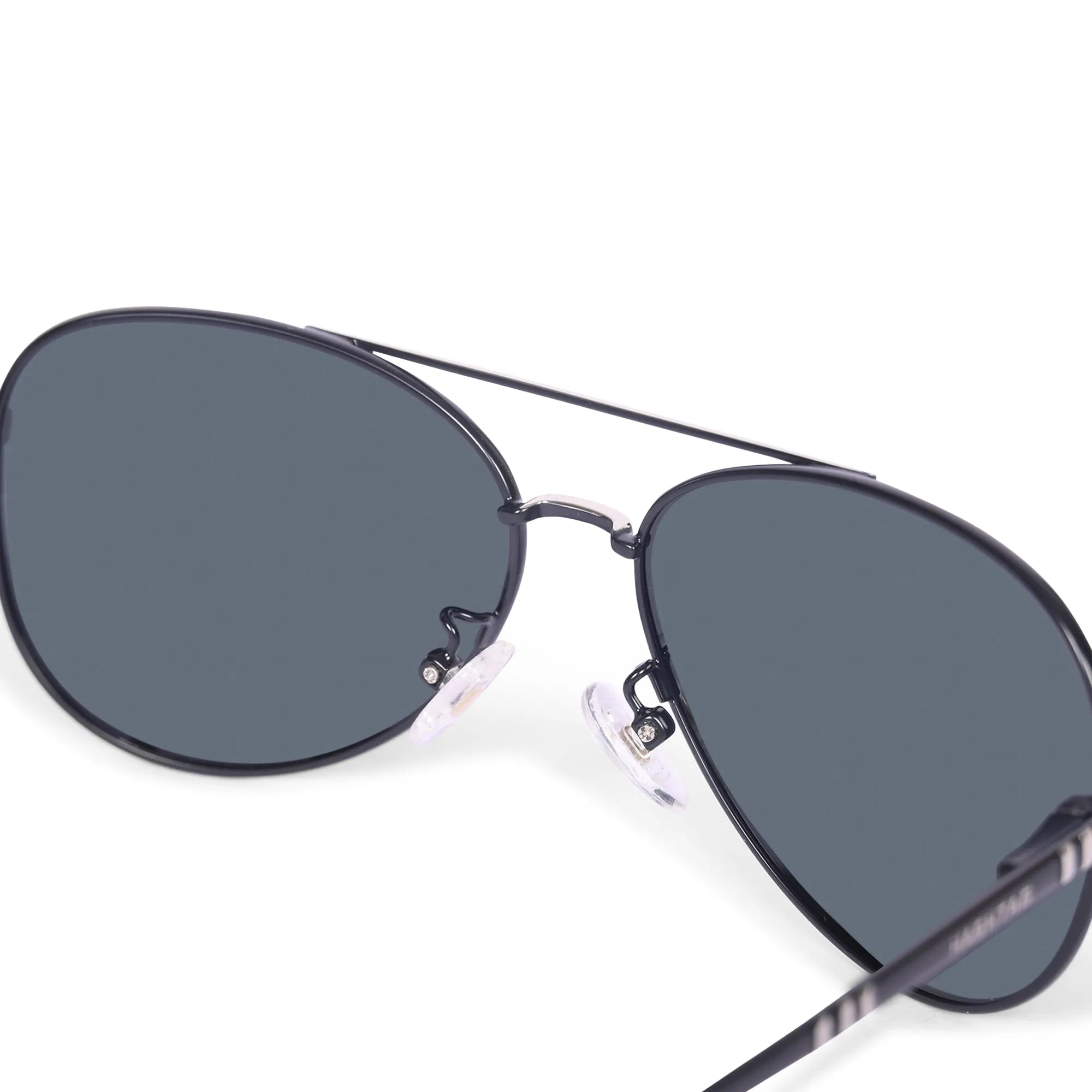 Tessera | Silver & Black Medium Full Rim Aviator Sunglasses for Men & Women [Polarized]