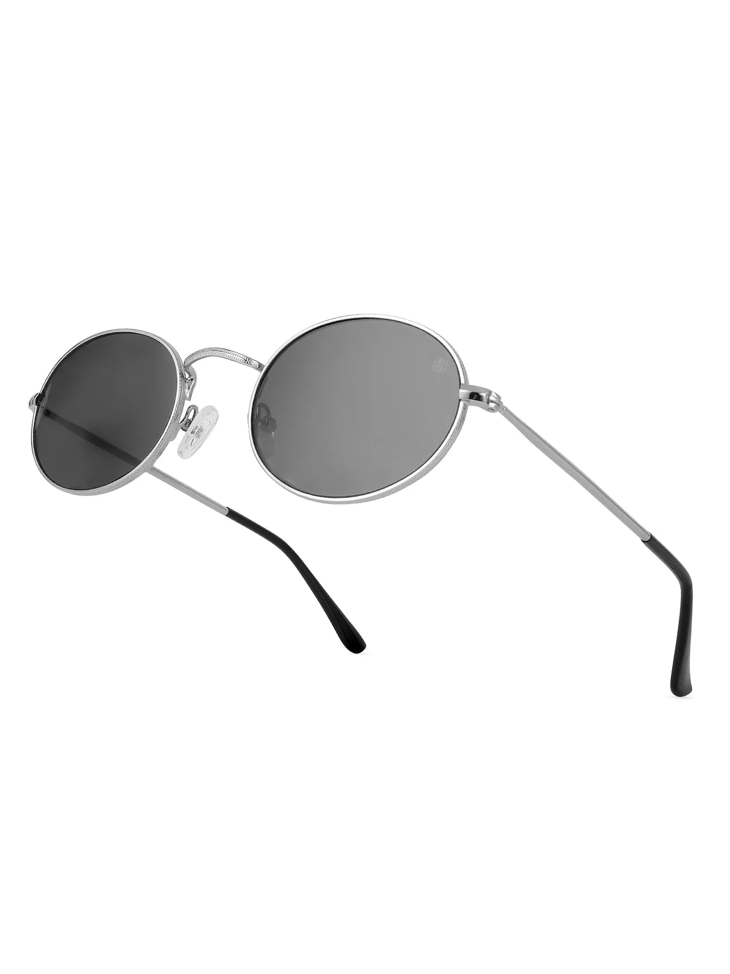 Nimbra | Silver Small Full Rim Oval Sunglasses for Women [UV-protected]