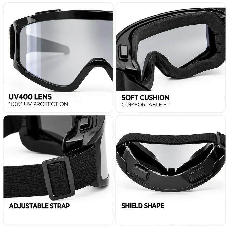 Ulyria | Black Free Size Full Rim Shield Sports Sunglasses for Men & Women [Air-Shield]