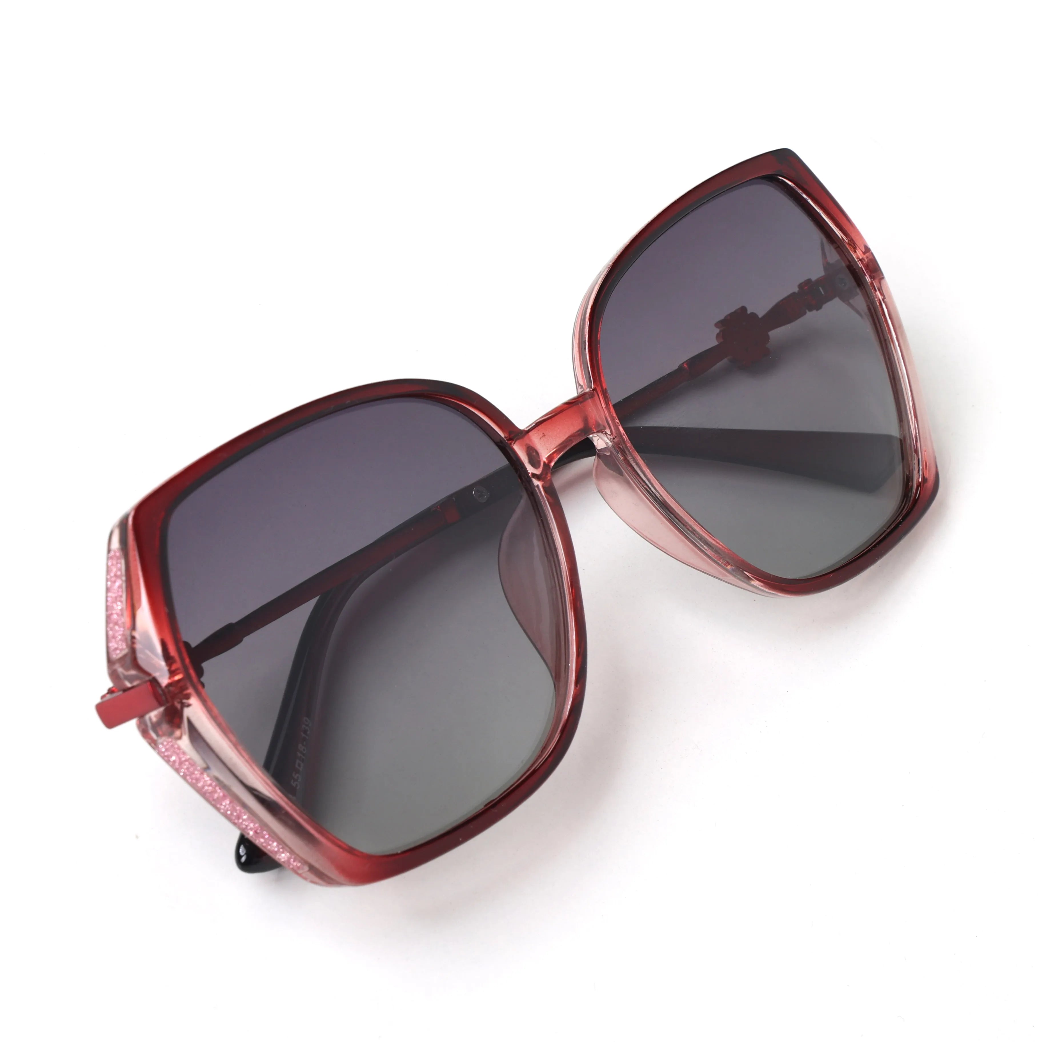 Vortan | Red Gradient Large Full Rim Square Sunglasses for Women [Polarized]