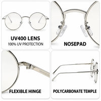 Ionara | Silver-brown Medium Full Rim Round Eyeglasses for Men & Women [UV-protected]