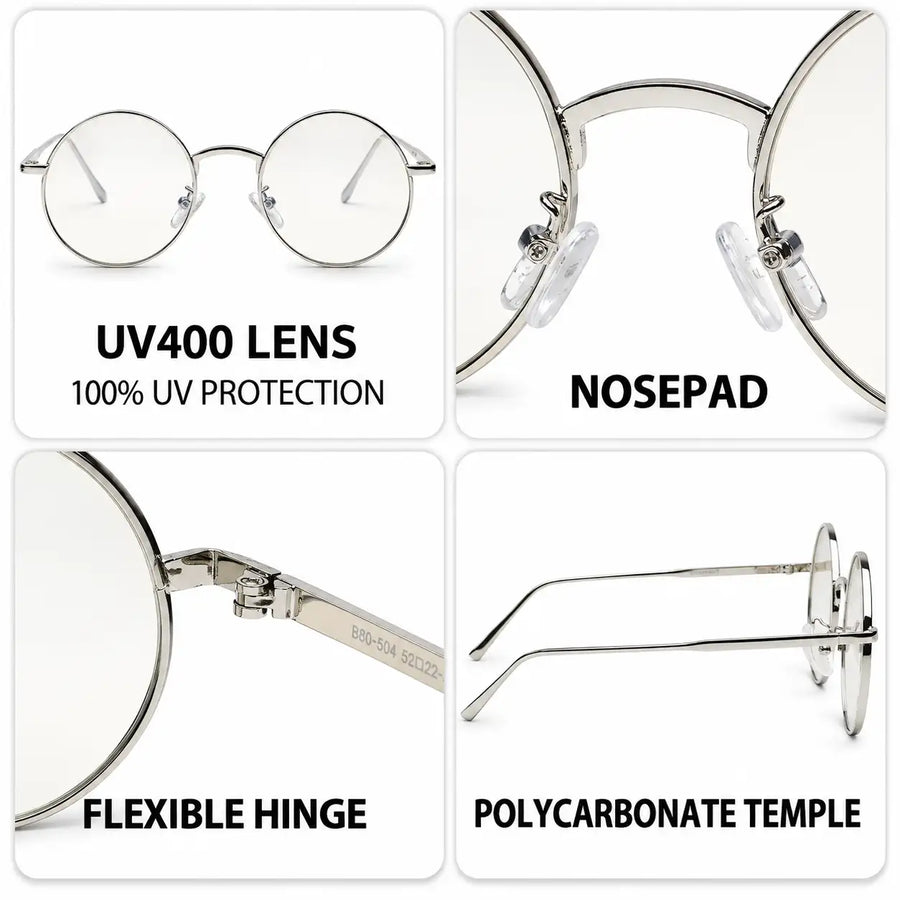Ionara | Silver-brown Medium Full Rim Round Eyeglasses for Men & Women [UV-protected]