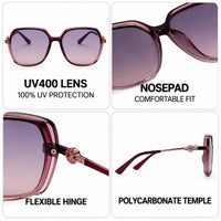 Noxara | Gradient Purple Large Full Rim Square Sunglasses for Women [Polarized]