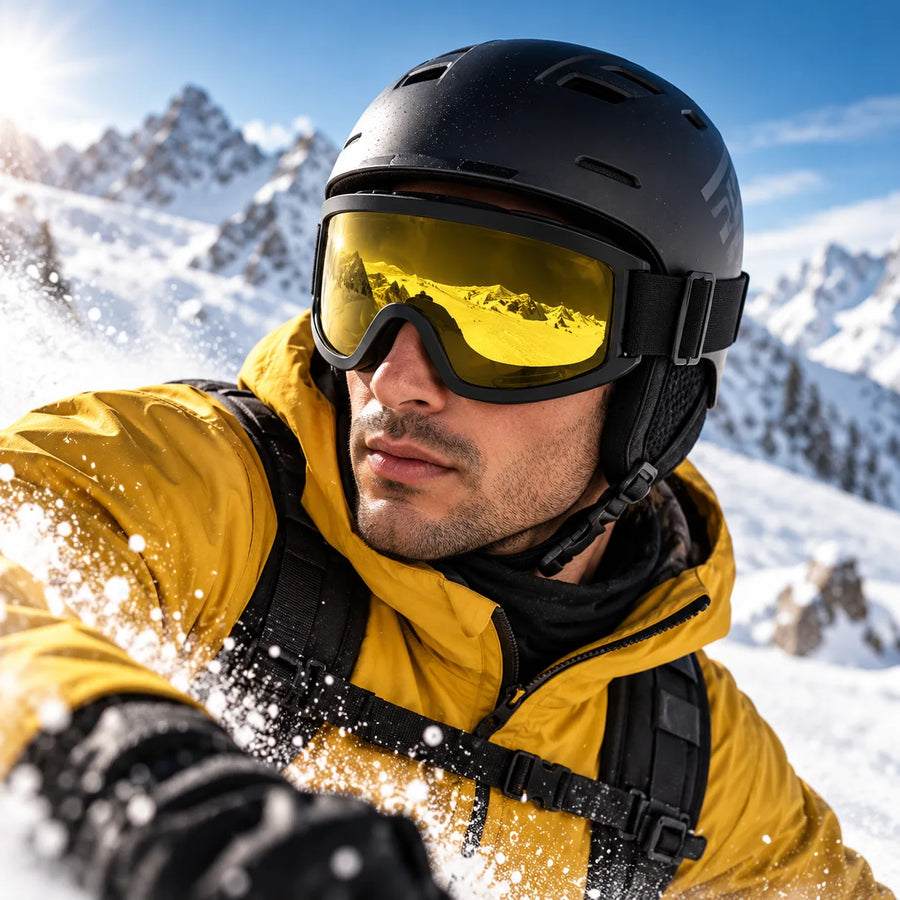 Ulyria | Yellow Free Size Full Rim Shield Sports Sunglasses for Men & Women [Air-Shield]