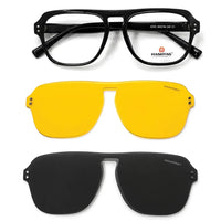 Typhora | Grey Large Full Rim Haxagonal Clip-on for Men & Women [Clip-on]