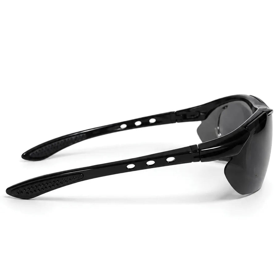 Valkor | Black Free Size Half Rim Shield Sports Sunglasses for Men & Women Changeable Lens[Polarized]