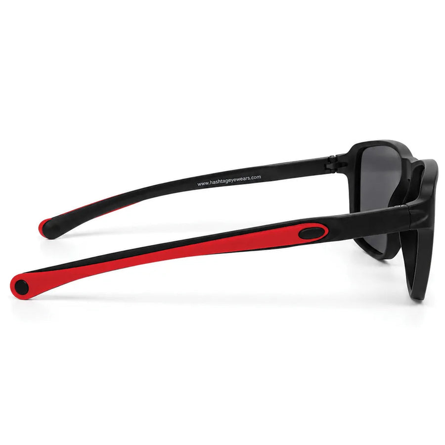 Rift | Black Large Full Rim Rectangle Sports Sunglasses for Men & Women [Polarized]