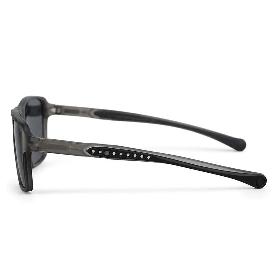 Rift | Grey/Black Large Full Rim Rectangle Sports Sunglasses for Men & Women [Polarized]