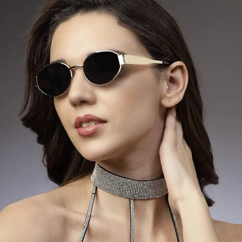 Ivory | Green Medium Full Rim Oval Sunglasses for Women [UV-protected]