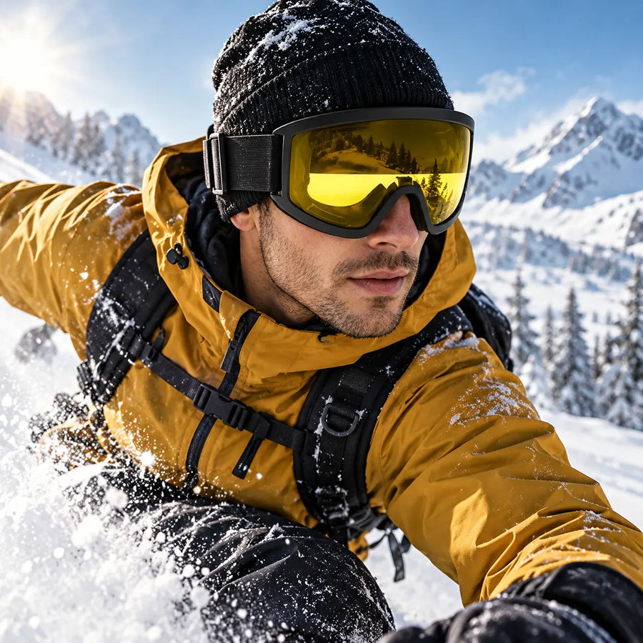 Ulyria | Yellow Free Size Full Rim Shield Sports Sunglasses for Men & Women [Air-Shield]