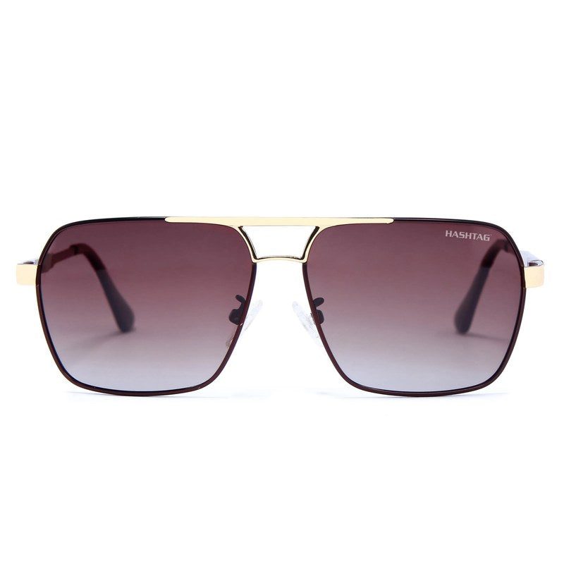 Inferna Gradient Brown Medium Full Rim RECTANGLE Sunglasses for Men & Women — Hashtag Eyewears