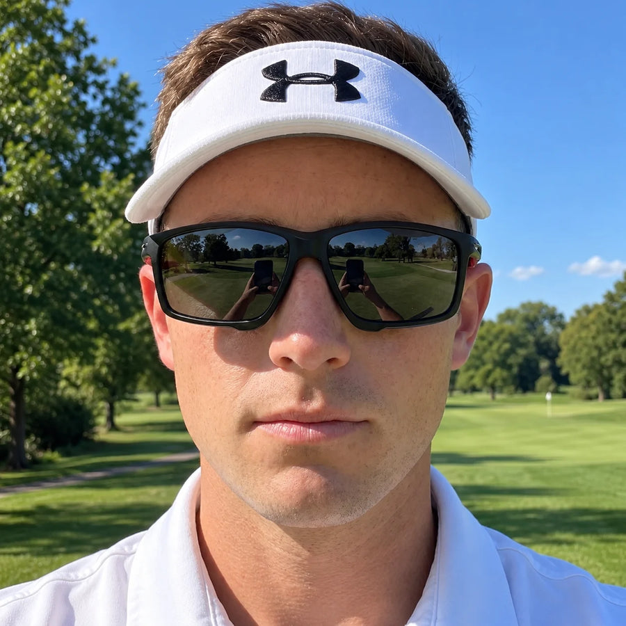 H2R | Black Medium Full Rim Rectangle Sports Sunglasses for Men & Women [Polarized]