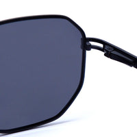 Sion Silver & Black Medium Full Rim Haxagonal Sunglasses for Men & Women — Hashtag Eyewears