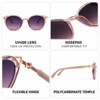 Vortex | Transparent Pink Medium Full Rim Round Sunglasses for Women [UV-protected]