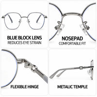 Frostis | Silver Small Full Rim Hexagonal Computer Glasses for Men & Women [Blue Block]