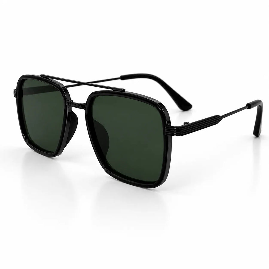 Reeon | Green Medium Full Rim Square Sunglasses for Men [UV-protected]