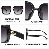 Valoria | Black Large Full Rim Square Sunglasses for Women [UV-protected]