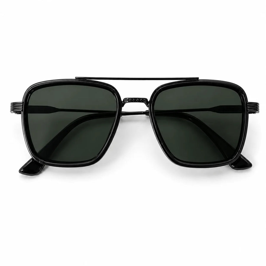 Reeon | Green Medium Full Rim Square Sunglasses for Men [UV-protected]