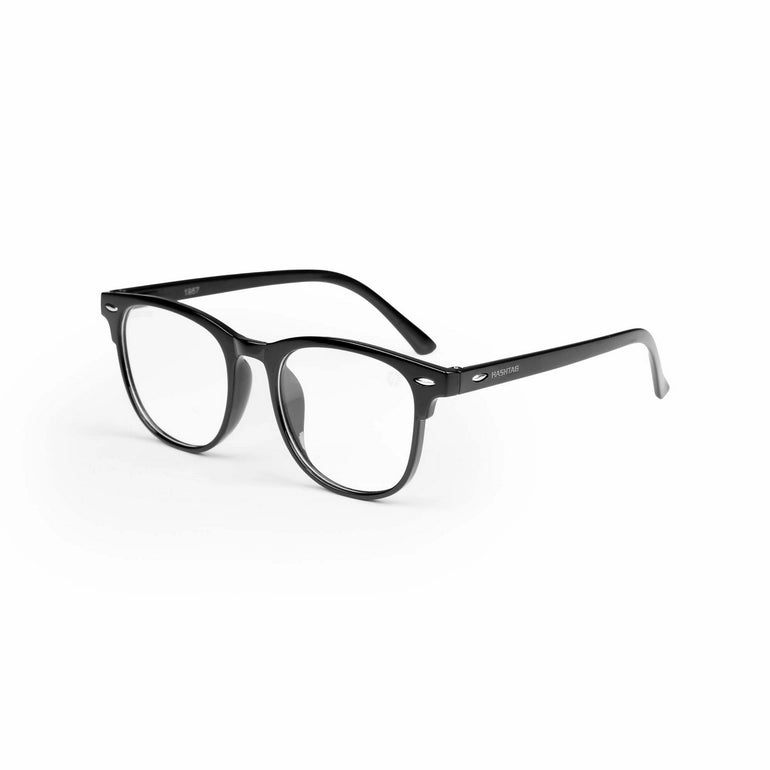 HASHTAG Blue Block Wayfarer Polycarbonate Transparent Eyeglasses for Men and Women -AB13-1957-Black