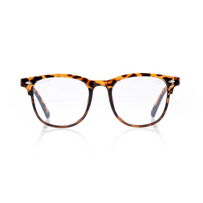 HASHTAG Blue Block Wayfarer Polycarbonate Transparent Eyeglasses for Men and Women -AB13-1957-Tiger