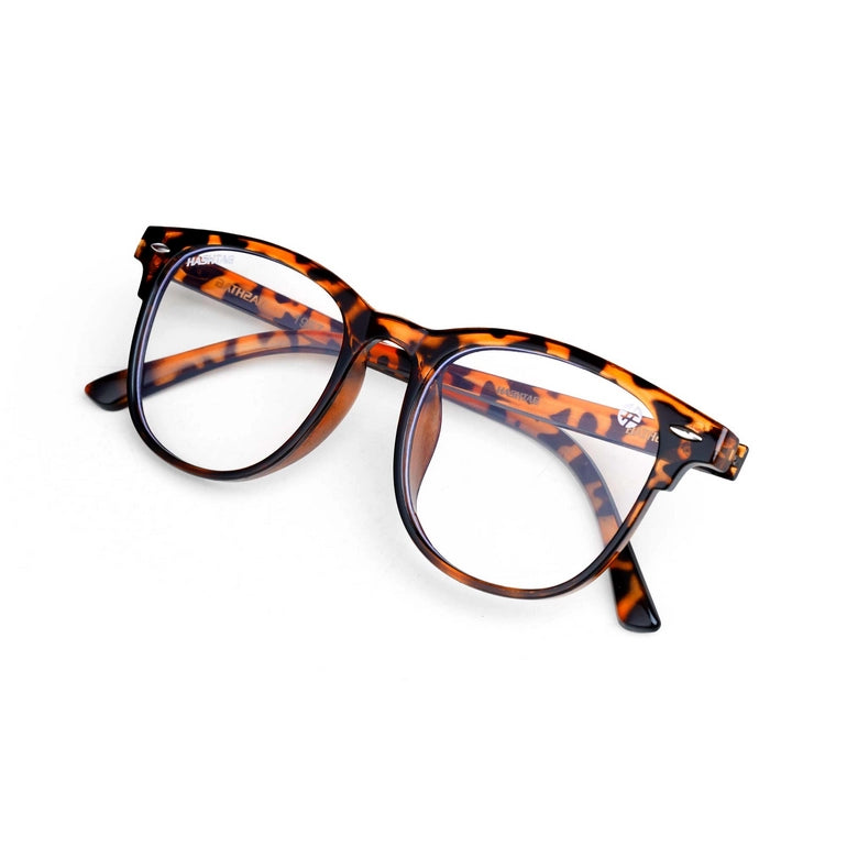 HASHTAG Blue Block Wayfarer Polycarbonate Transparent Eyeglasses for Men and Women -AB13-1957-Tiger