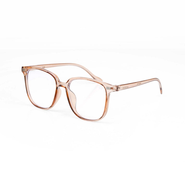 HASHTAG Blue Block Wayfarer Polycarbonate Transparent Eyeglasses for Men and Women -AB13-A08-Brown