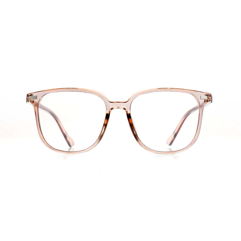 HASHTAG Blue Block Wayfarer Polycarbonate Transparent Eyeglasses for Men and Women -AB13-A08-Brown