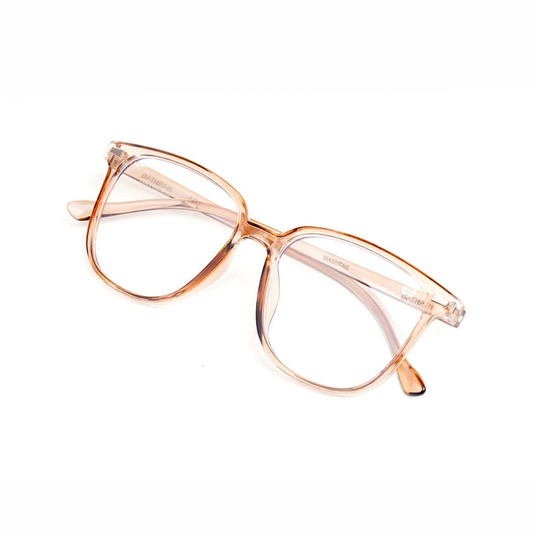 HASHTAG Blue Block Wayfarer Polycarbonate Transparent Eyeglasses for Men and Women -AB13-A08-Brown