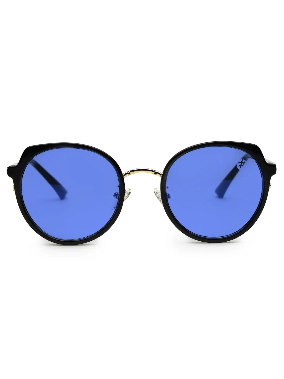 Photogrey | Black & Golden Medium Full Rim Round Sunglasses for Men & Women [Photochromic]