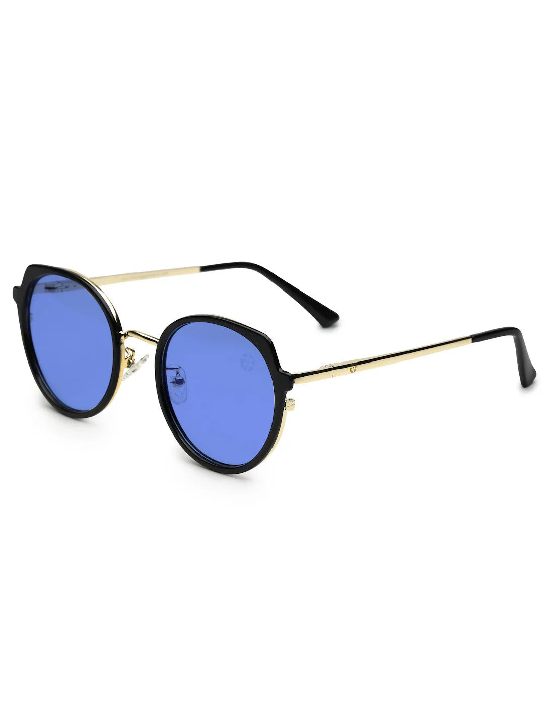 Photogrey | Black & Golden Medium Full Rim Round Sunglasses for Men & Women [Photochromic]