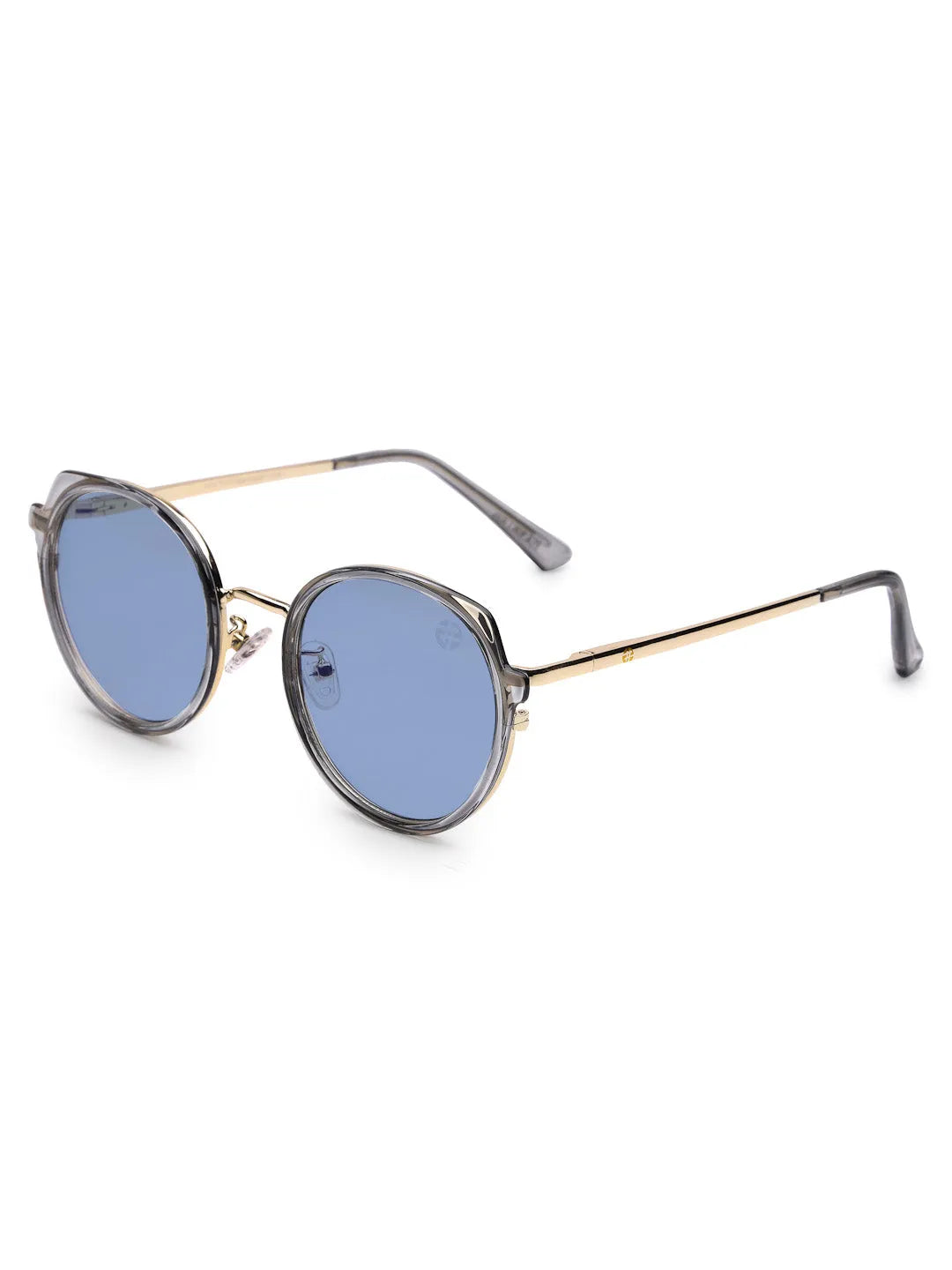 Photogrey | Grey & Golden Medium Full Rim Round Sunglasses for Men & Women [Photochromic]
