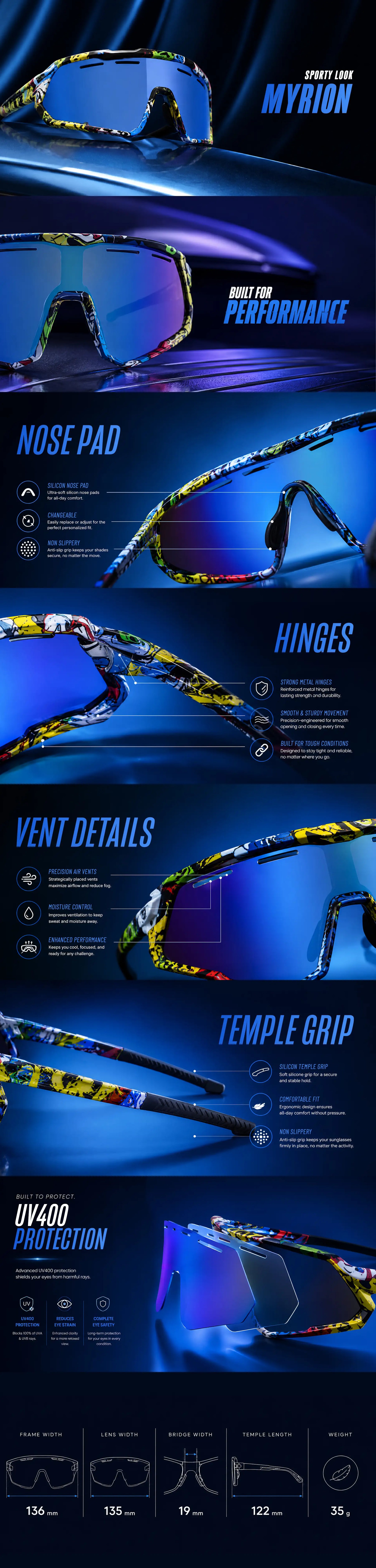 Myrion | Multi Texture Medium Full Rim Shield Sports Sunglasses for Men & Women [UV-protected]