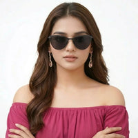 Hestara | Black Medium Full Rim Cat eye Sunglasses for Women [UV-protected]